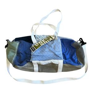 Refried Apparel Blue Floral Upcycled Patch Duffle Bag